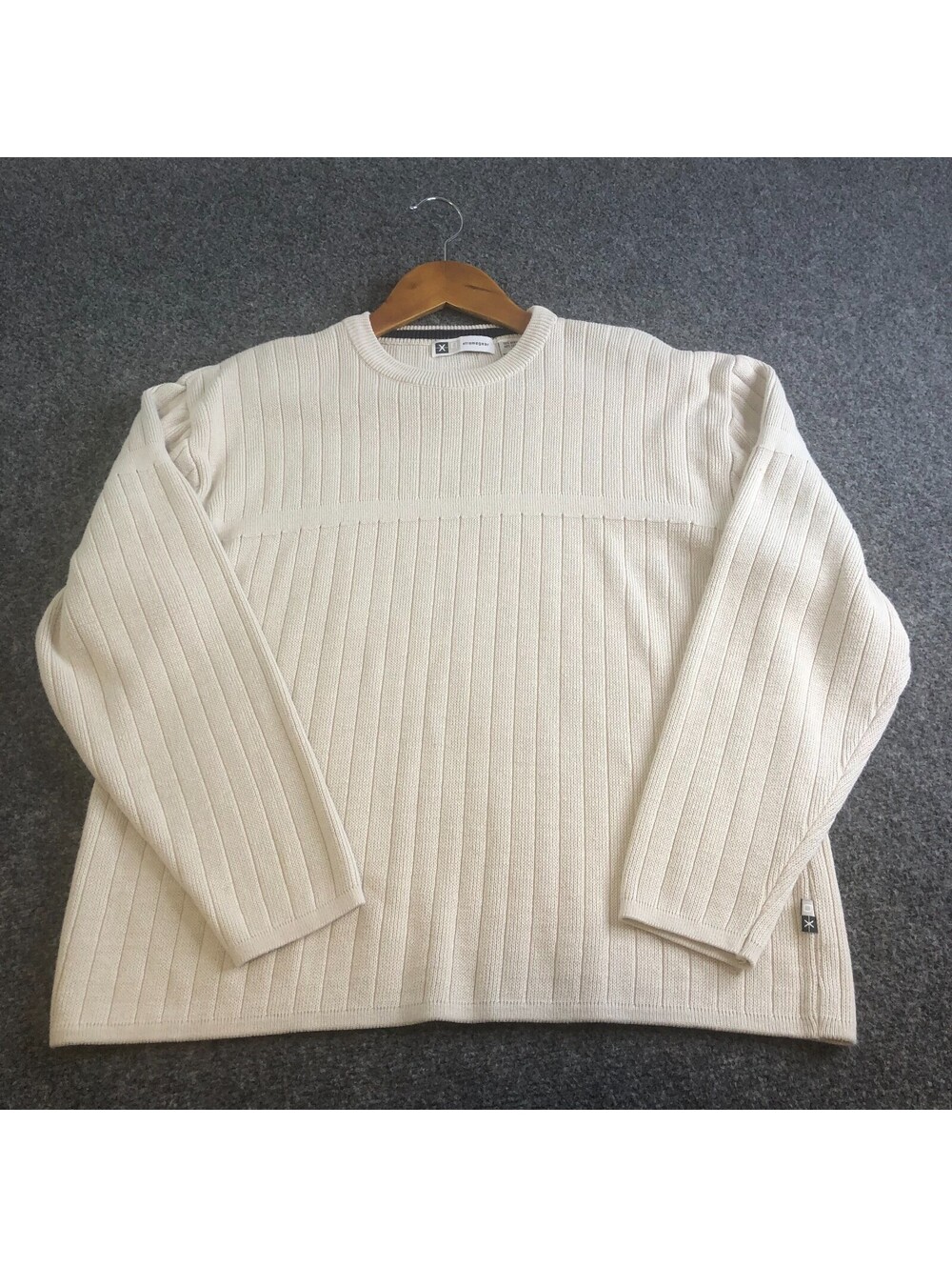 Xtremegear Mens XL Beige Ribbed Sweater Vintage Boxy Y2K 90s Skate